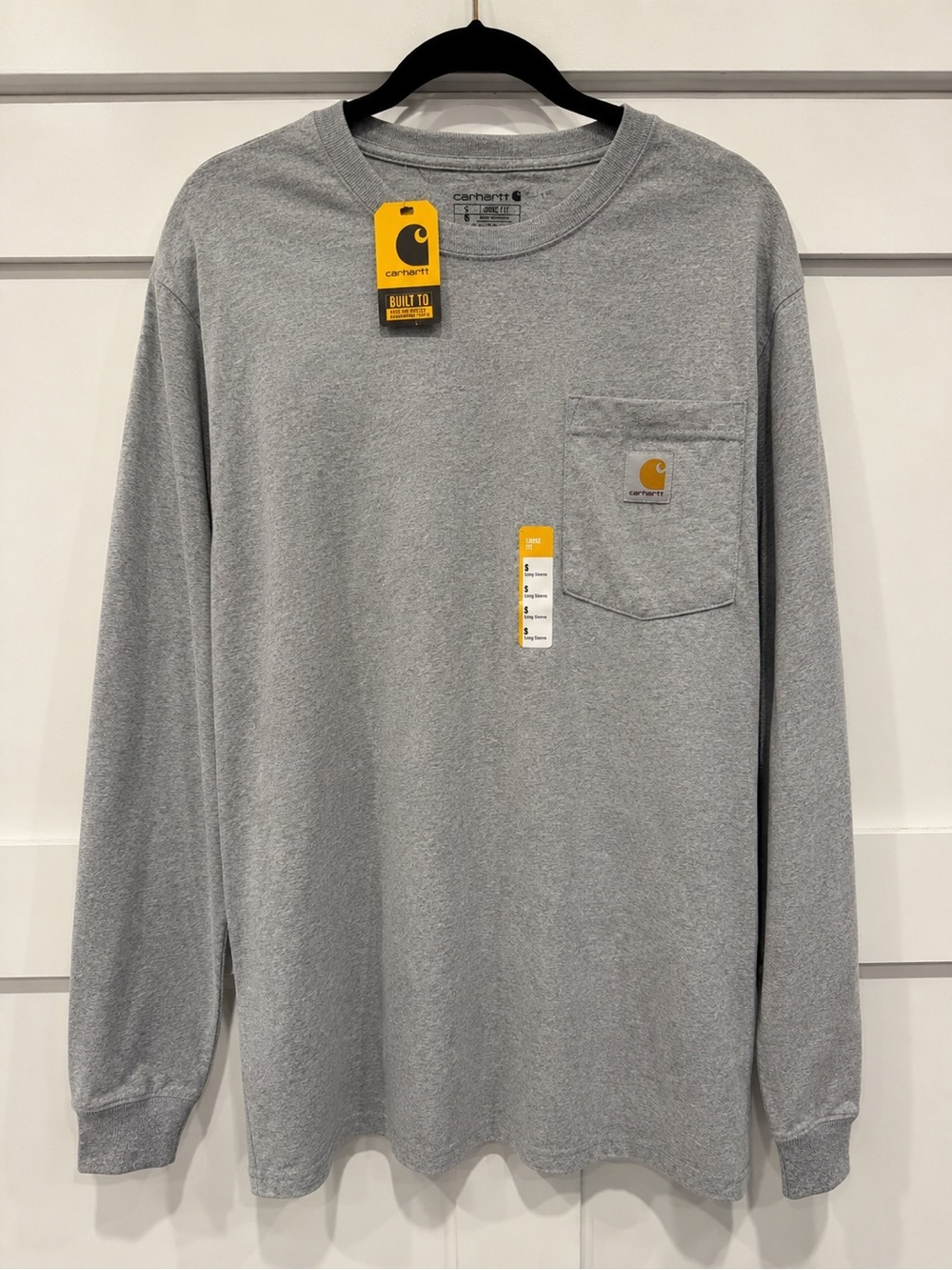New Small Carhartt Heather Gray Long Sleeve Pocket Shirt
